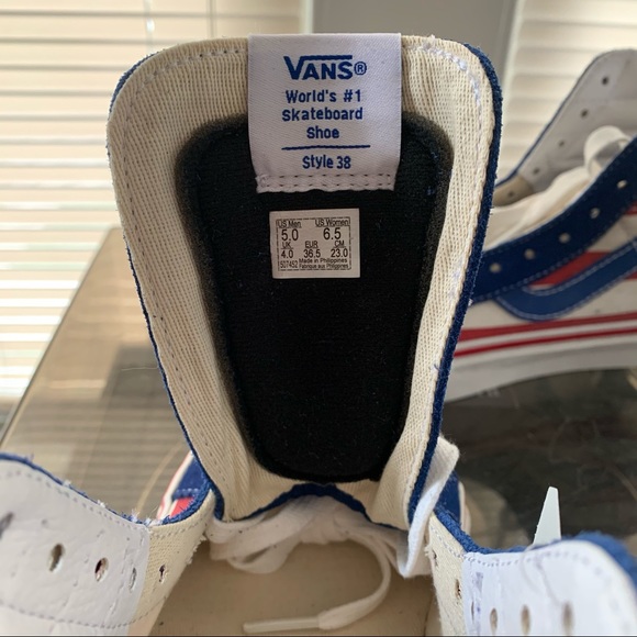 Vans Sk8-Hi 38 DX og blue of red stipe Sz 6.5 - Picture 7 of 10